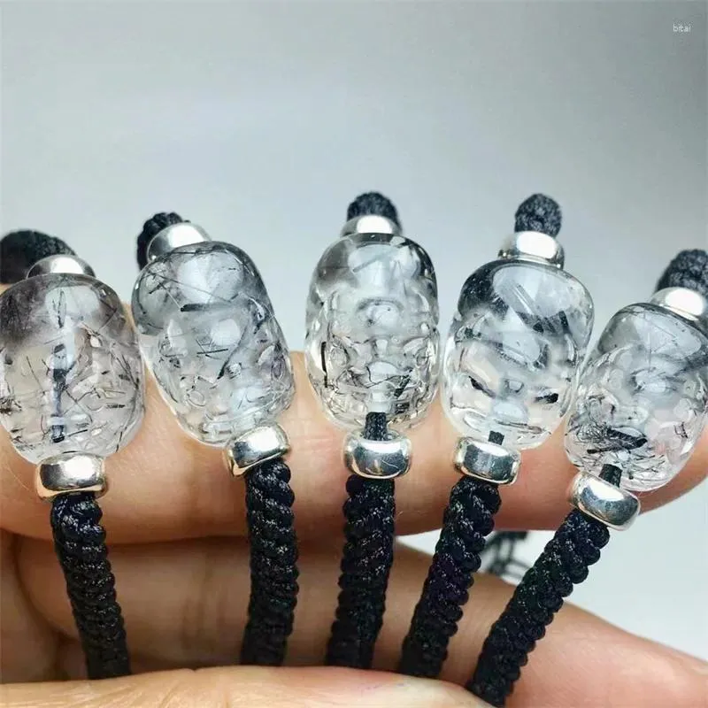 Bangle Natural Black Hair Quartz Hand Woven Armband Crystal Carving Women smycken Healing Gemstone Holiday Gift Fashion