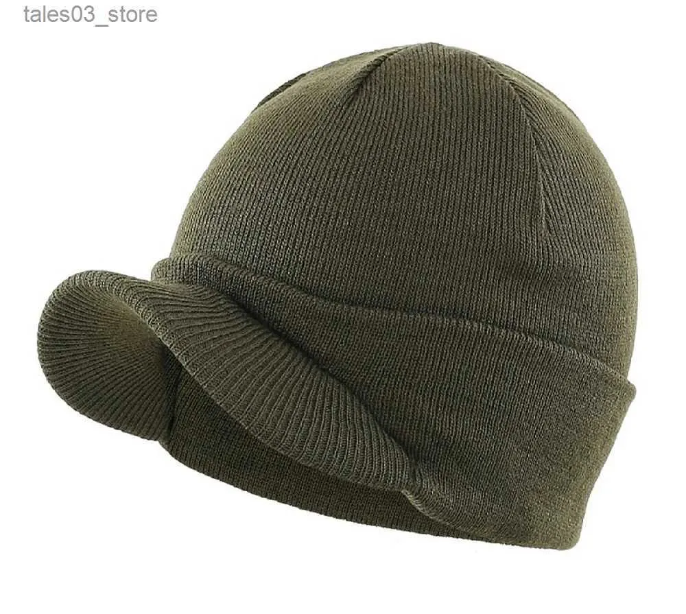 Beanie/Skull Caps Connectyle Men's Fashion Winter Beanie Hat med Brim Warm Double Soft Knit Cuff Beanie Cap Winter Outdoor Accessories Q231130