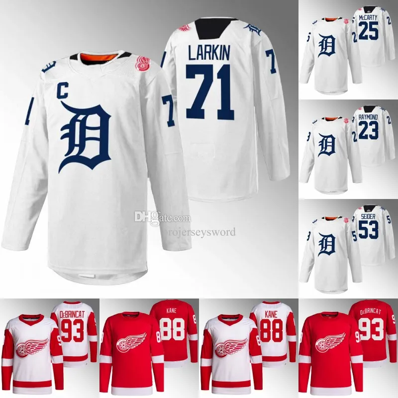 2023 DRW Tigers Night Dylan Larkin Red Wings White LCA Specialty Jersey Darren McCarty Lucas Raymond Moritz Seider Alex Debrincat Patrick Kane Jake Walman Jerseys