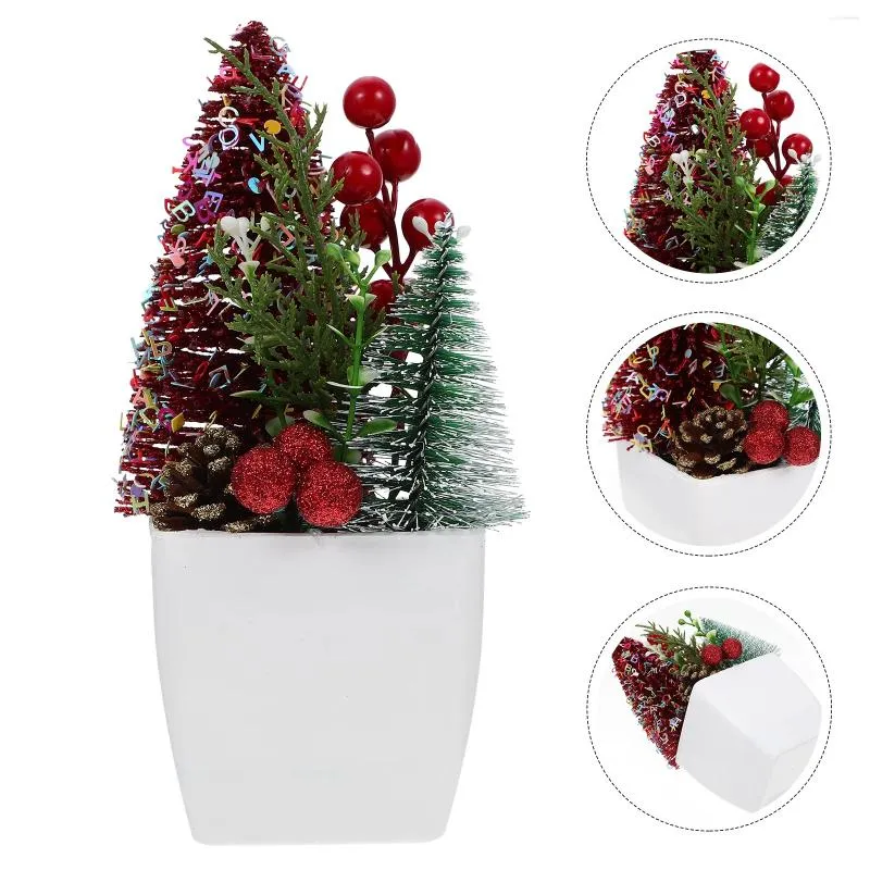 Декоративные цветы, маленький письменный стол, имитация рождественской елки, мини-искусственные растения в горшках, бонсай, осеннее украшение, лаванда