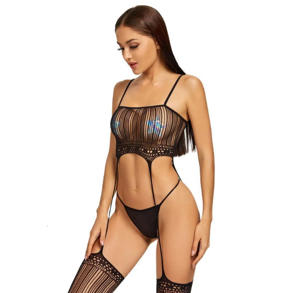 Sexig dräkt se genom strumpeband sexi strumpning sexig underkläder mesh kvinnor hängslen bröst inpackning erotiska underkläder damer transparent bodysuit