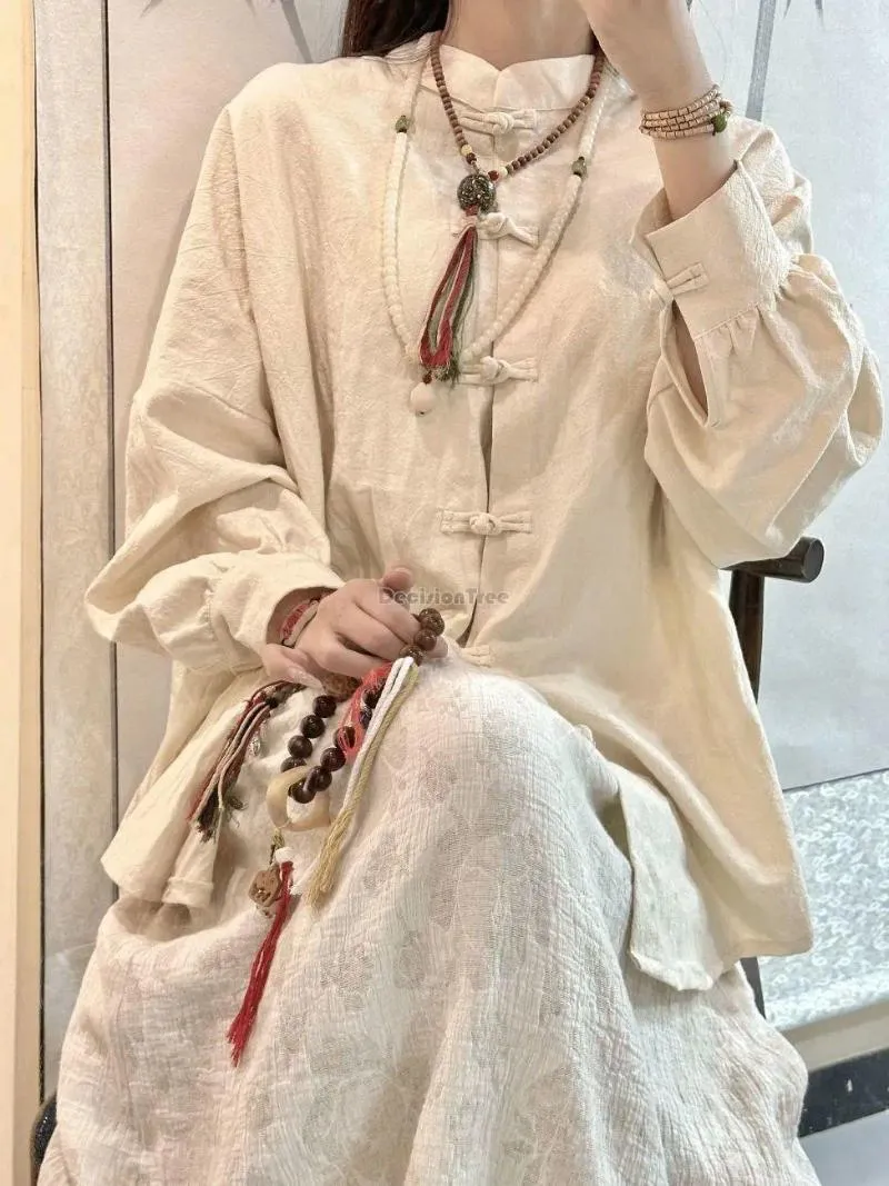 Vêtements ethniques 2023 Chinois Vintage Cheongsam Top Élégant Rétro Art Lâche Tangsuits Blouse Lady Hanfu Quotidien Confortable Chemise