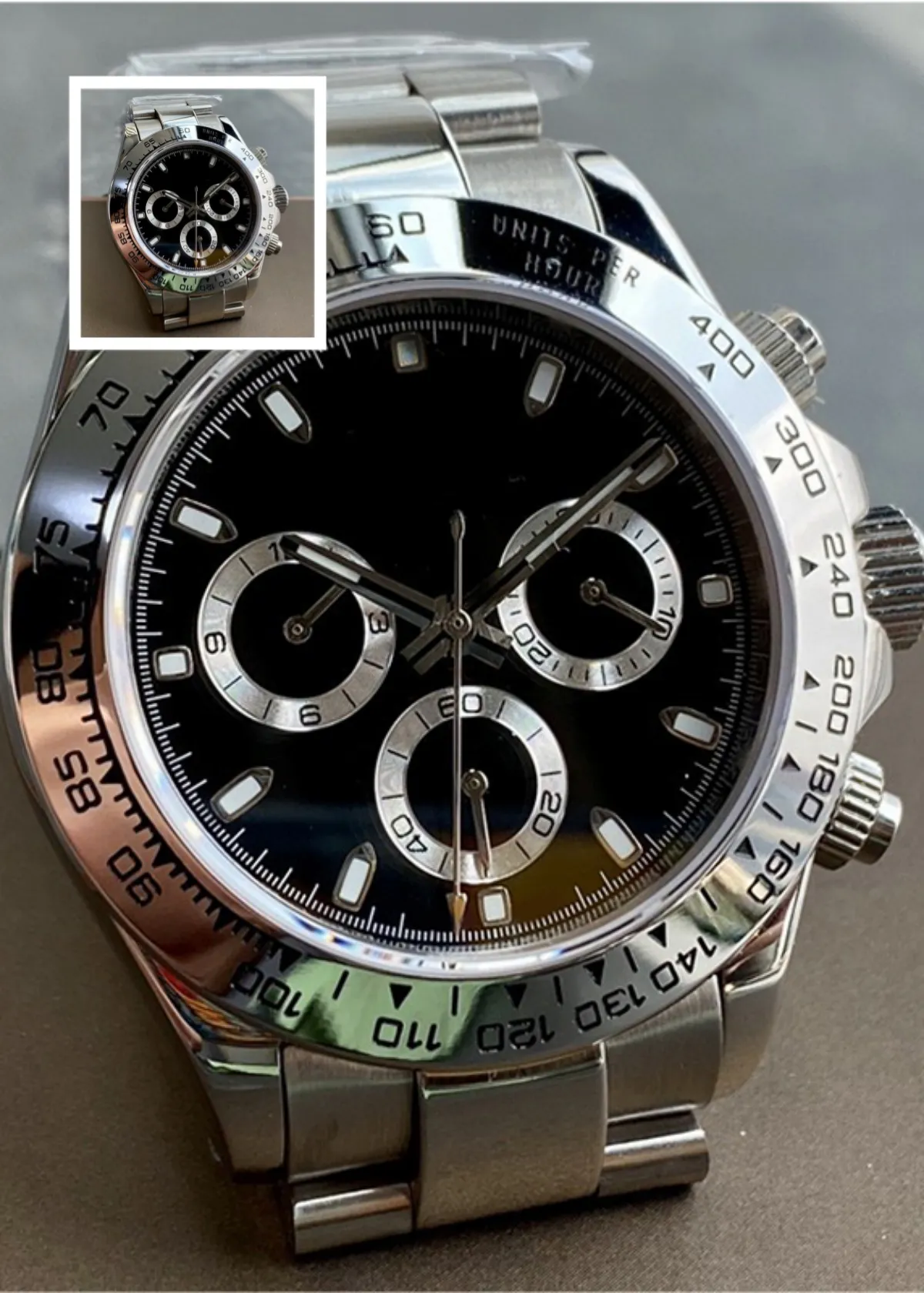 Herrklocka 40mm automatisk mekanisk rörelse Sapphire Watch 904l rostfritt stål svart urtavla orologio di lusso montre