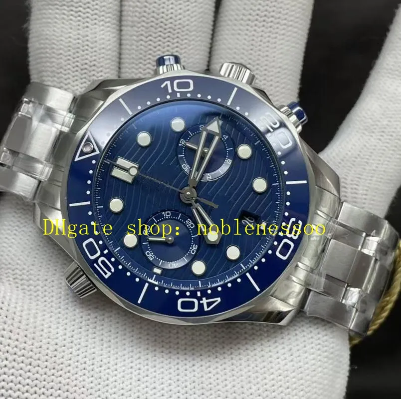 Relógio cronógrafo automático masculino de 4 cores 9900 movimento masculino 44 mm mostrador azul moldura de cerâmica pulseira de aço inoxidável pulseira de borracha relógios mecânicos esportivos cronógrafo
