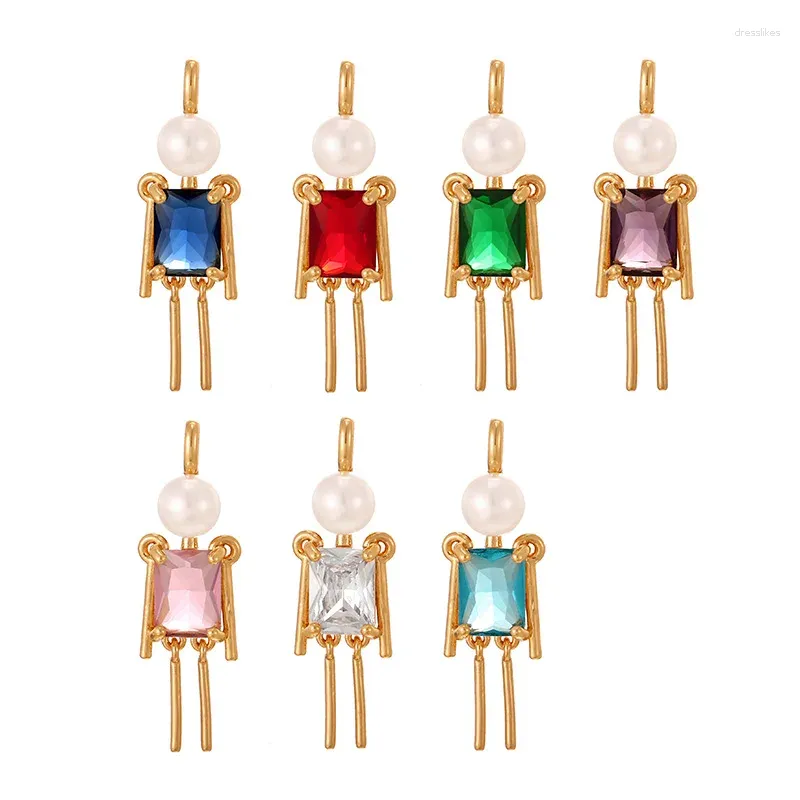 Dangle Earrings The Model Copper Inlays Zircon Pearl Square Cartoon Character Pendant Lady Accessories