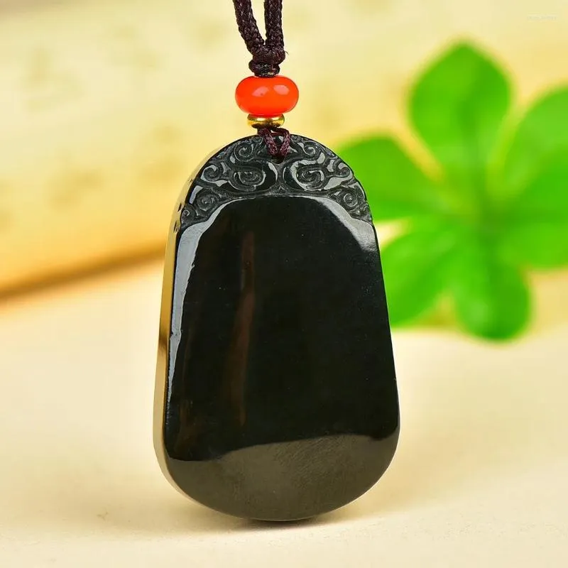 Pendant Necklaces Send Certificate Natural Green Hetian Jade Blank Necklace Men Women Charms Real Chinese Nephrite Lucky Amulet Gifts