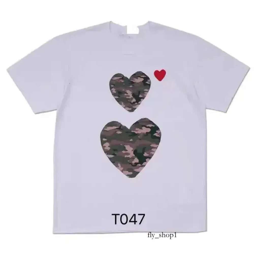 Designer T Shirt Commes des Garcon bawełniana moda Comme de Garcon Red Heart Haftery T-shirt damski rękaw miłości 708