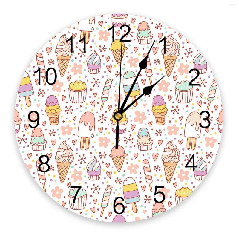 벽 시계 만화 아이스크림 눈송이 홈 장식 현대 부엌 방 침실 생활 시계