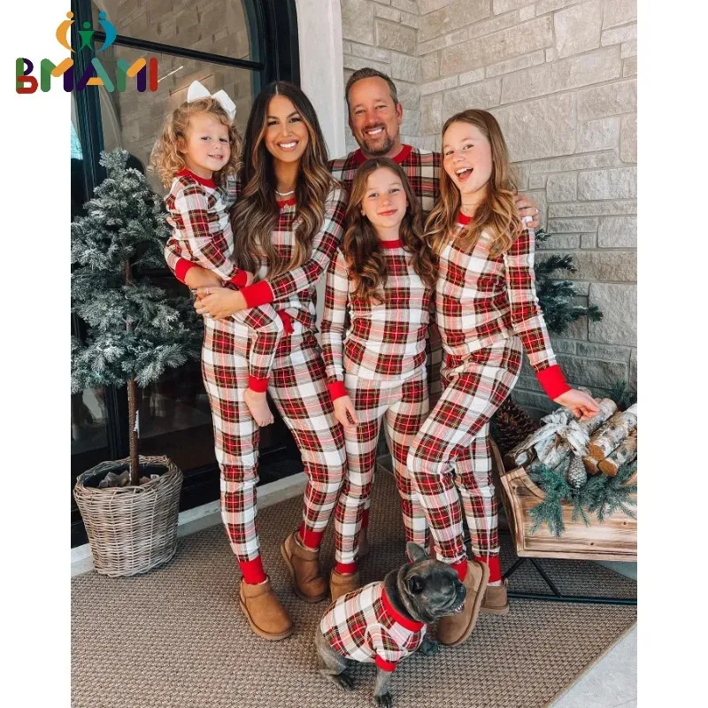 Matching Family Christmas Pajamas Red Plaid Sleepwear For Mom