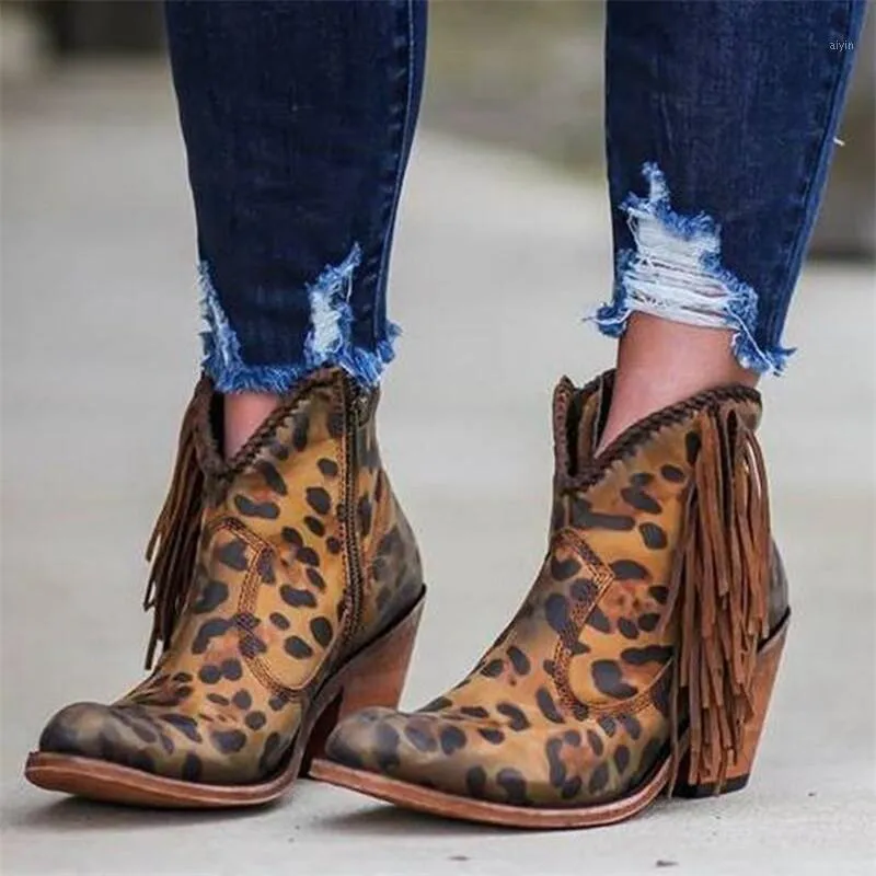 Сапоги Women Shoes 2023 Fashion Leopard Prim