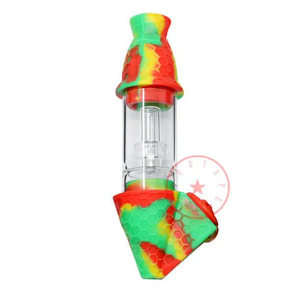 Colorful Wasp Smoking Silicone Hookah Bong Pipes Converted Herb Tobacco Filter Glass Waterpipe Bubbler Oil Rigs 10MM Tip Quartz Nails Straw Cigarette Holder