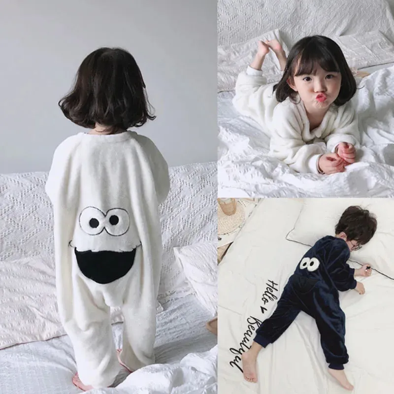 Pajamas Onesie Kids Baby Boys Girls Pajamas Children Winter Long Sleeve Flannel Animal Sleepwear Cartoon Big Eyes Sleeping Bag Robe 231129