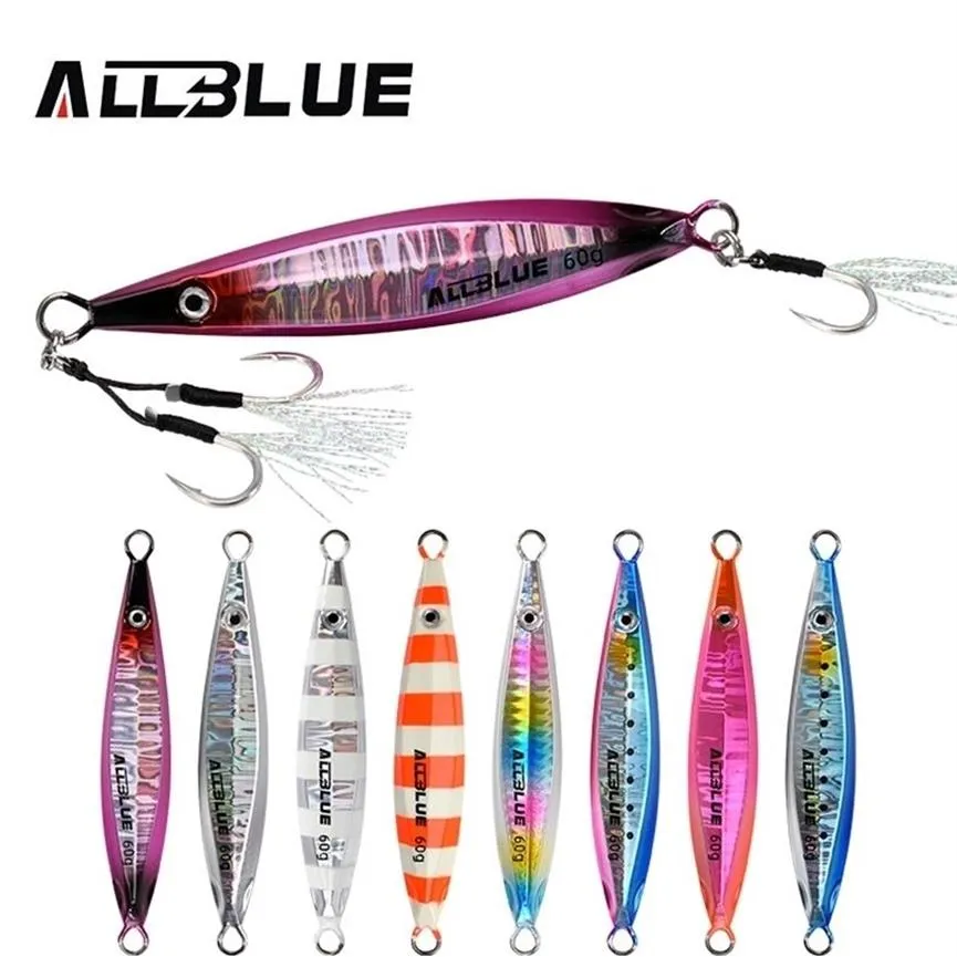 ALLBLUE SLOWER UP Z-Light Metal Jig Fishing Lure Slow Cast Jigging Spoon 20G 30G 40G 60G Artificial Shore Zinc Alloy Bait Tackle 2321j