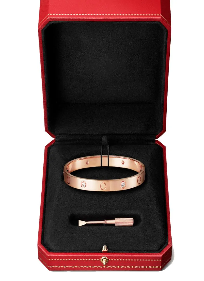 bracciale rigido love con cacciavite designer di gioielli Braccialetti in platino oro rosa Braccialetti con 4 diamanti per coppie Anniversario gi9992977