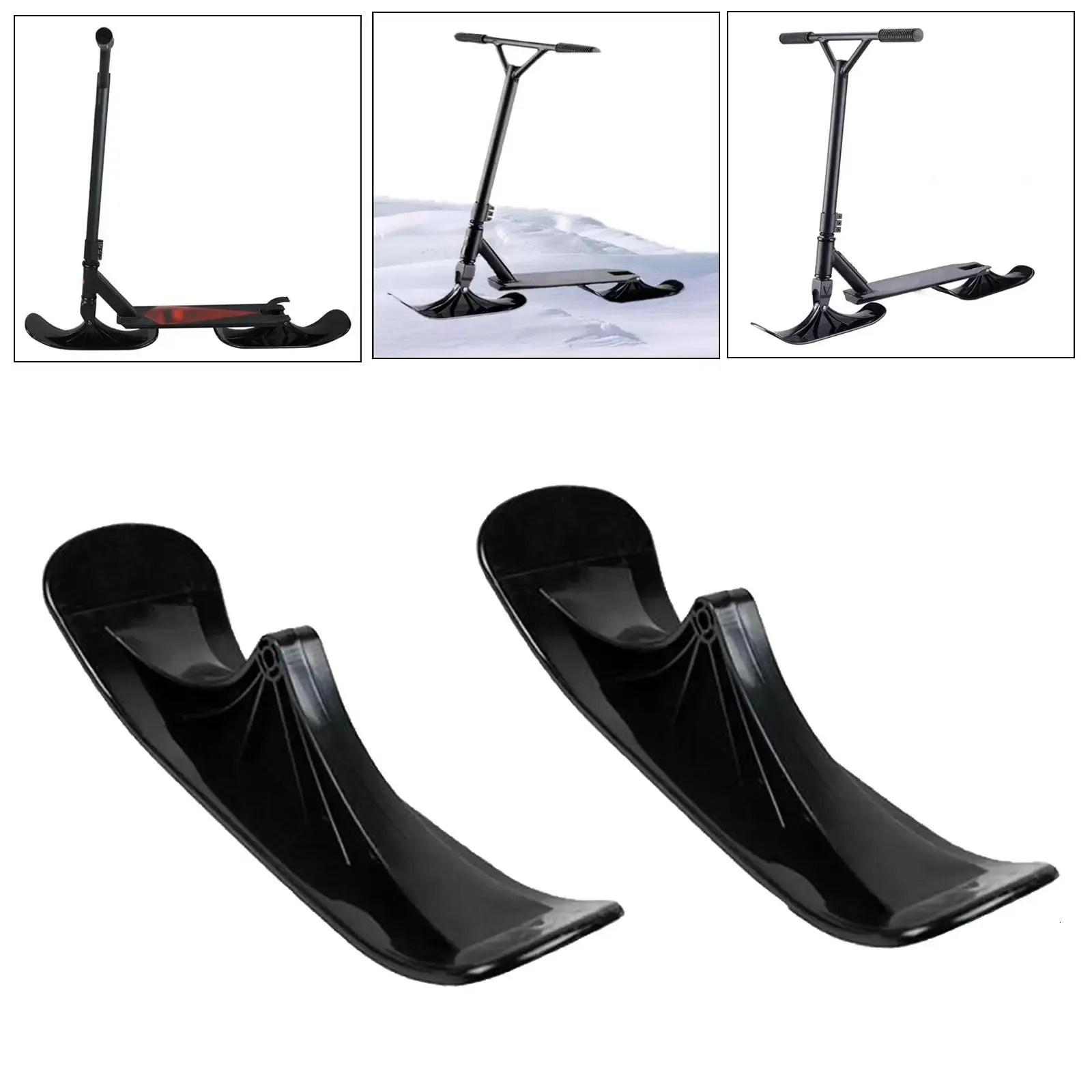Solid Ski Snow Scooter Snowboard Kids Child Kick Scooter Turns to Snow Sled Attachments Winter Fun Toy