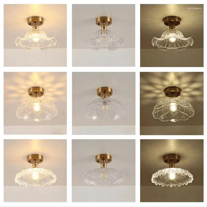 Ceiling Lights Nordic Glass Lighting Minimalist Modern Flower Pattern Lamp For Corridor Creative Living Room