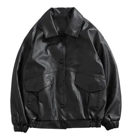 Herren Leder Kunstleder PU Lederjacke Männer schwarz weiche Kunstleder -Jacke Motorrad Biker Mode Lederschichten Männliche Bomberjacke Taschen 231129