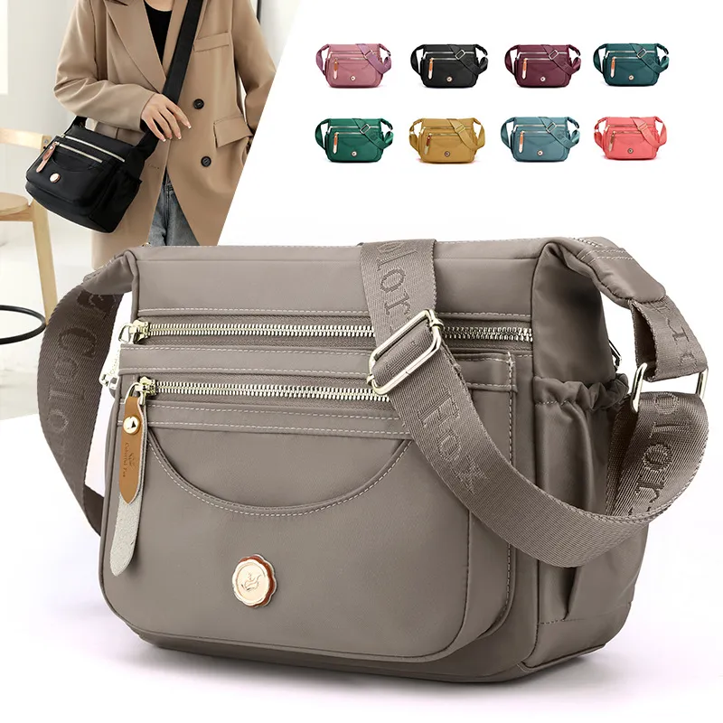 Multi layered shoulder bag large capacity nylon Ultra-light crossbody bag for women's casual mobile back pack casual message bags