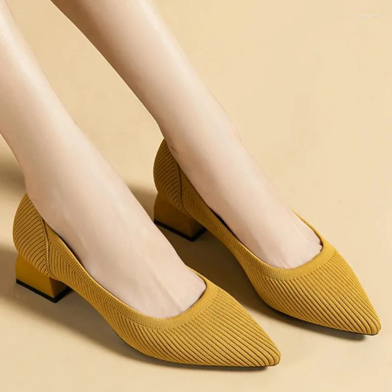 Туфли женские, однотонные, на высоком каблуке, осенние дышащие, удобные рабочие туфли-лодочки большого размера с острым носком, Zapatillas Plataforma Mujer