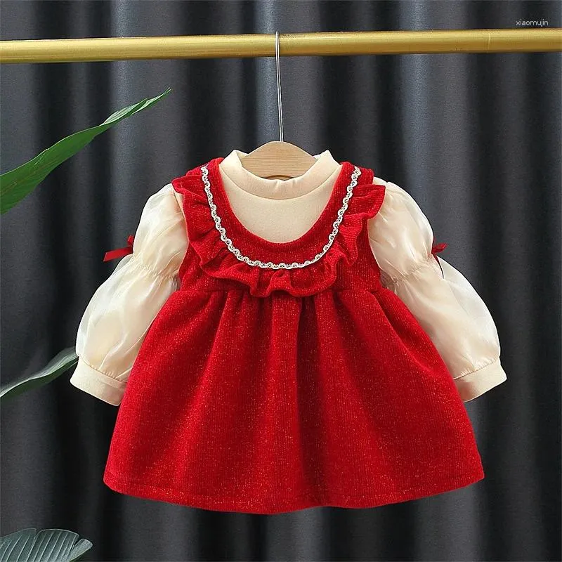 Kläder sätter barnens höstsäsong Bubblor Hylsa Plush Undertröja Vest Girls Casual Dresses Winter 2023 Lively