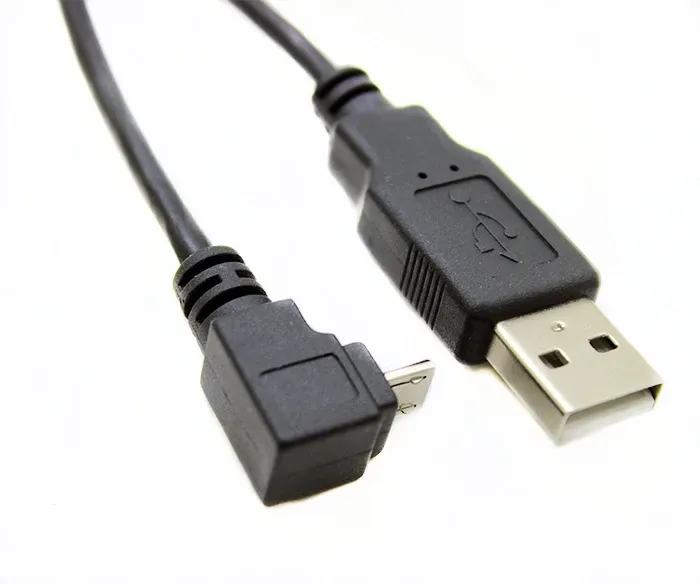 Adaptateur Micro B vers USB 2.0 A mâle, Angle vers le bas de 1.5m, 90 degrés, convertisseur de données + câble de Charge pour téléphone portable intelligent, tablette PDA