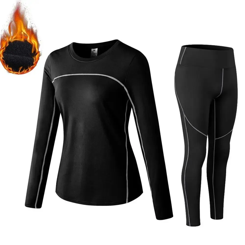 Damen-Thermounterwäsche, Thermo-Unterwäsche für Damen, lange Unterhosen, Fleece-Winter-elastische Sport-Sets, Unterhosen und Unterhemden, Trainingsanzug 231130