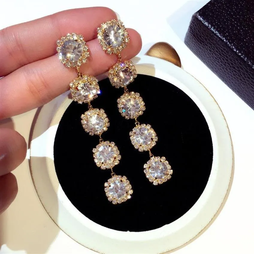 Totalmente novo ins designer de luxo diamante strass zircão exagerado pendurado lustre brincos de moda para mulher girls315x