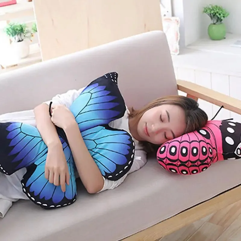 Plush Pillows Cushions Realistic Stuffed Butterfly Shape Throw Pillow Cushion Colorful Butterfly Plush Pillow Home Sofa Decoration Cushion For Adults 231129