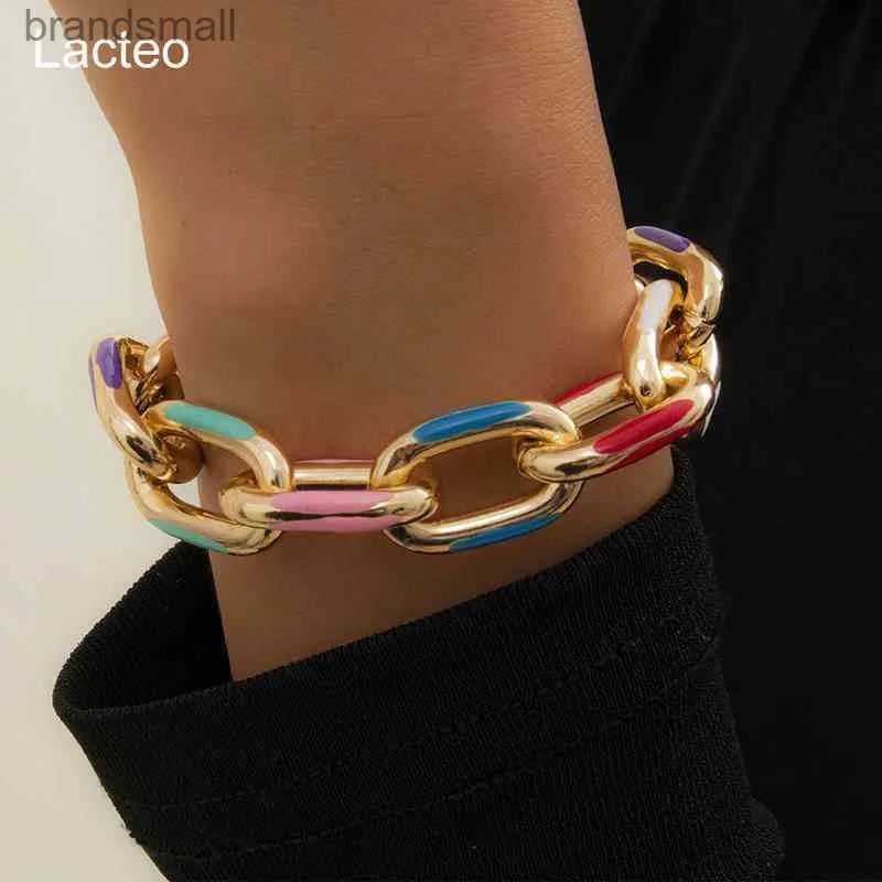 Designerarmband Lacteo Bohemian Colorful Painted Aluminium Chain Charm Armband smycken för kvinnor mode trendig tvärarmband