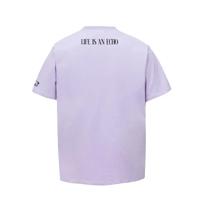 High Street Oversize Hand Print T Shirt Men Women Casual Fashion Purple Black White Tee Vintage Cotton