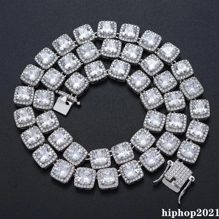 10 mm pour hommes à la chaîne de tennis en diamant Bracelet Bracelet Colliers de zircon carré de haute qualité 7inch-24 pouces Hip Hop Bling Chains J193H