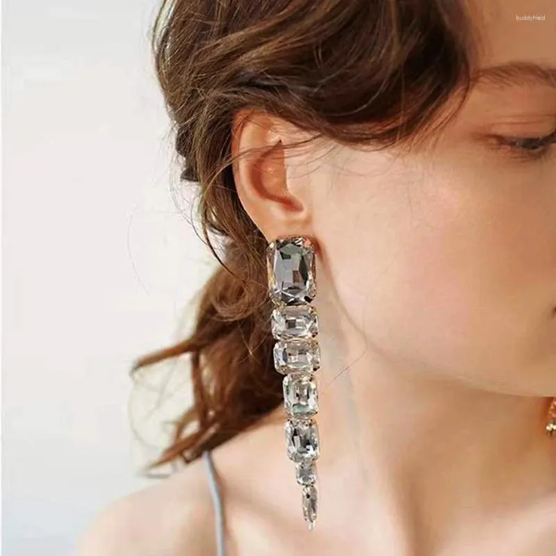 Rhinestone Dangle Earrings for Women Long Drop Crystal Statement Jewelry