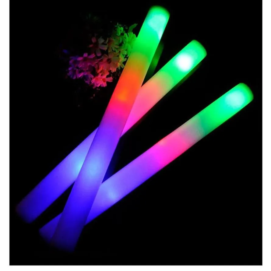25 PCS LED LED FOAM STICK Färgglada blinkande batonger Lysning 48 cm Red Green Blue Light-Up Stick Festival Party Decoration Concert P2447