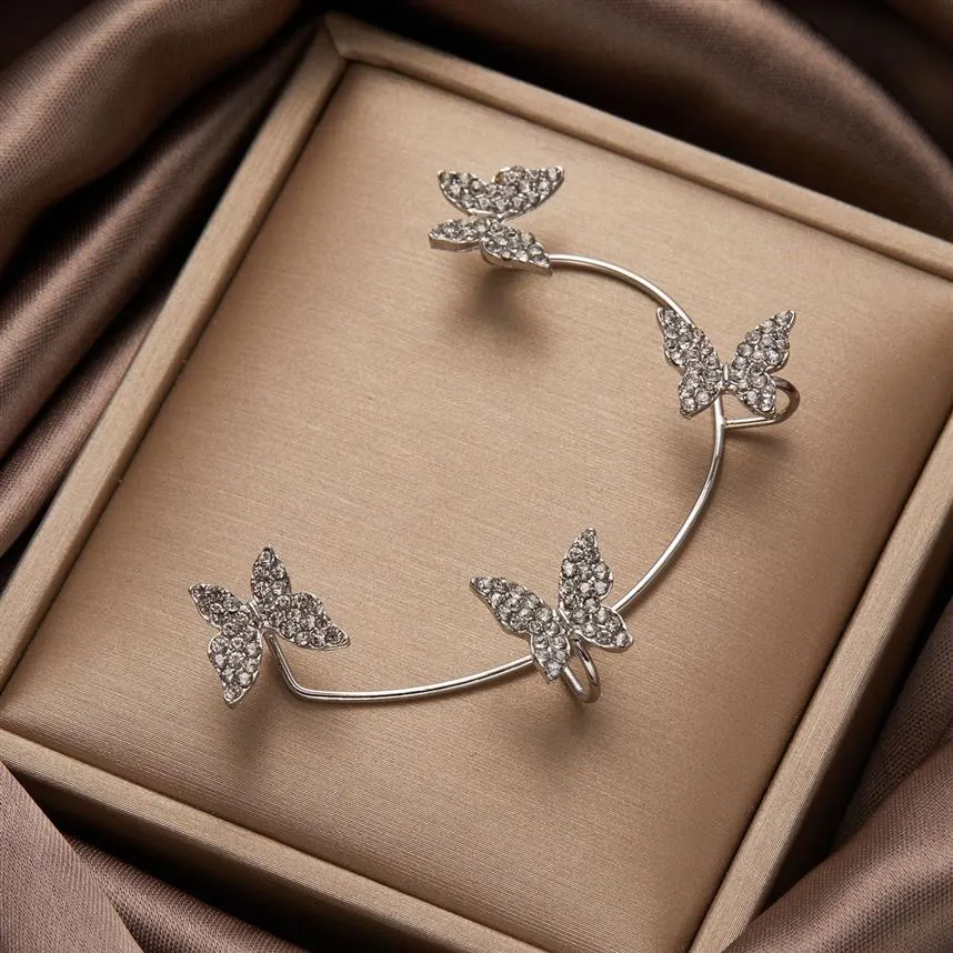 Boucles d'oreilles papillon en Zircon brillant pour femmes, sans Piercing, à la mode, Clip d'oreille, bijoux de mariage pour mariée, 2022, 285C