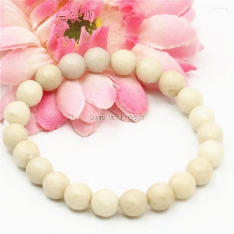 Strand 8mm naturliga vita tillbehör armband pärlor sten mode smycken gör design kvinnor flickor julklappar handgjorda ornament