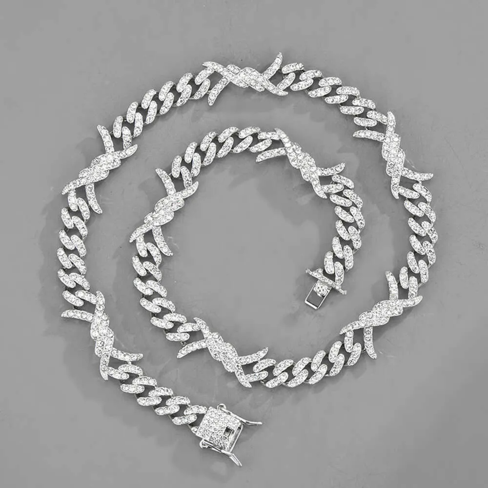 designer sieraden voor heren dames Doornen doornen vlammen diamanten Cubaanse kettingen hiphop trendy heren Cubaanse ketting Cubaanse schakelketting voor mannen Hiphop ketting