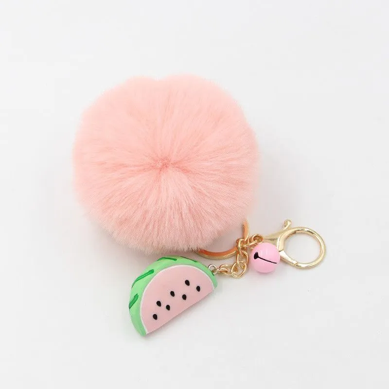 Pom porte-clés fausse fourrure de lapin boule porte-clés porte clef pompon de fourrure moelleux sac charmes pastèque porte-clés porte-clés df151