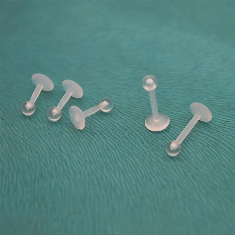 Bioflex hållare läpp stud rak laBet ringar örhängen klar akrylbio 6mm 8mm 10mm 16g mode kropp piercing smycken214b