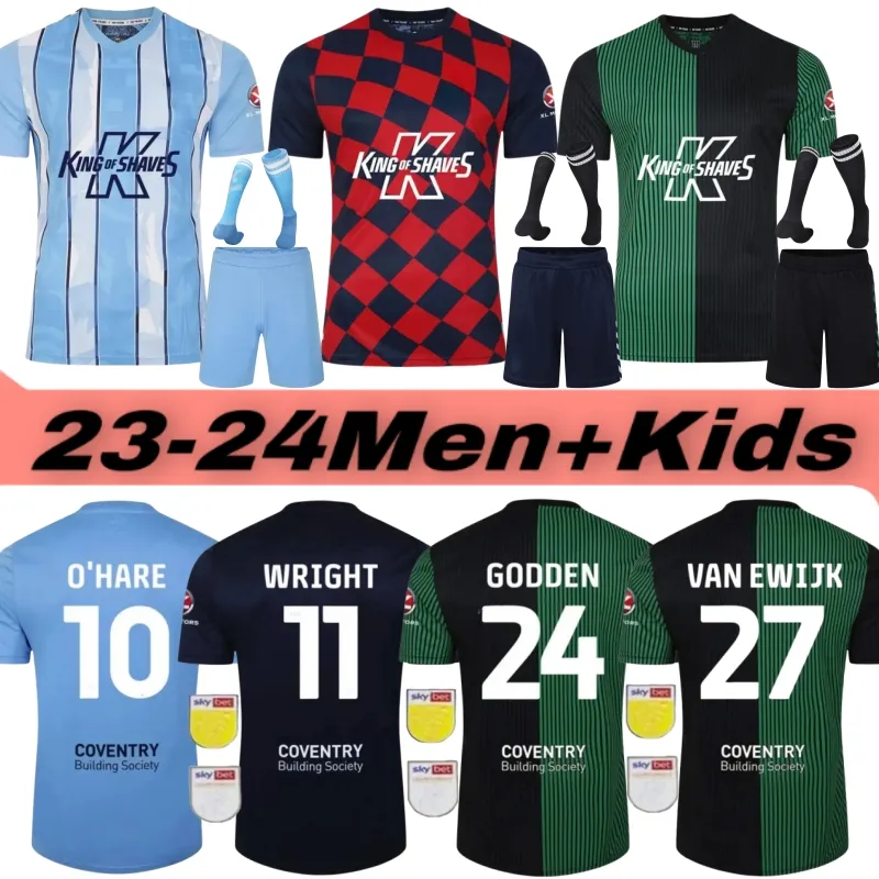 2023 2024 Coventry City Soccer Jerseys O Hare Sheaf Gyokeres Godden Hamer 23 24 Home Blue Men Kids Kit Football Shirts Tops Camiseta de Futbol Top Sports Shirt Jersey