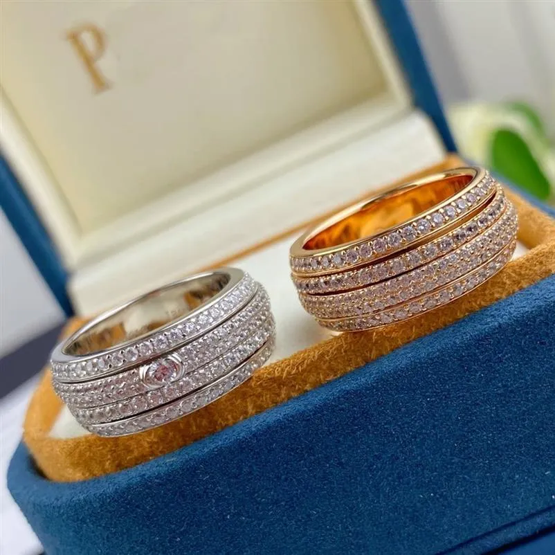 bague de la série possession PIAGE ROSE extrêmement plaqué or 18 carats en argent sterling bijoux de luxe rotatif cadeau exquis marque designer206y