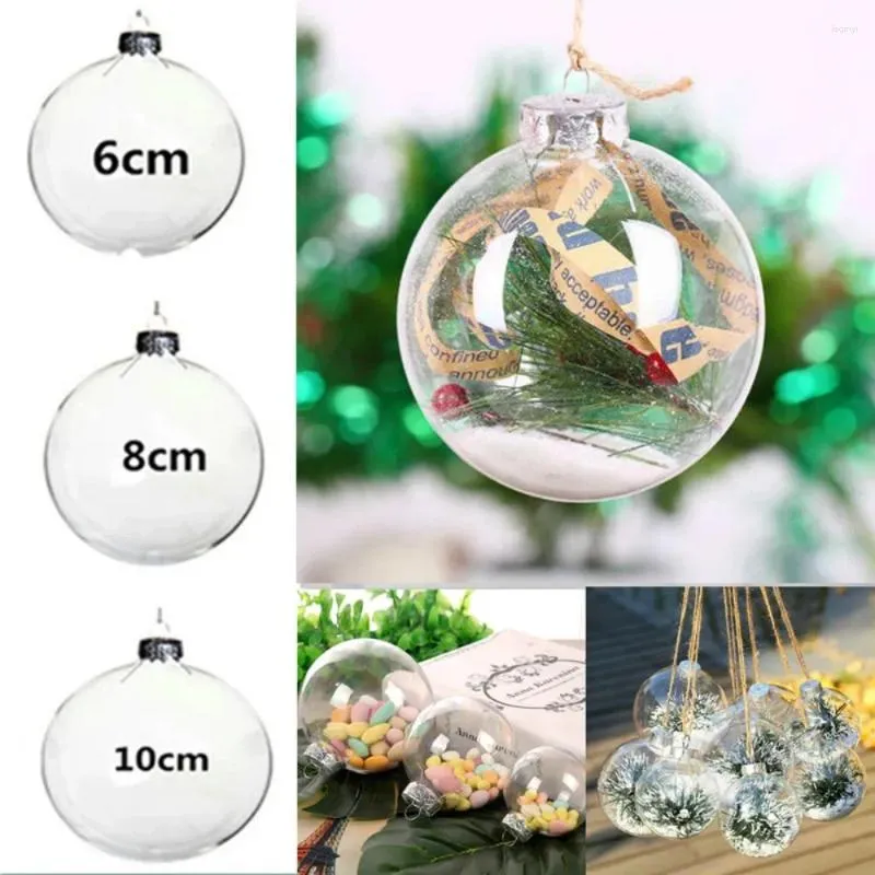 Party Decoration 10st Transparent Christmas Ball Plastic Baubles Clear Fillable Xmas Tree Hanging Ornament Year Home Decorations