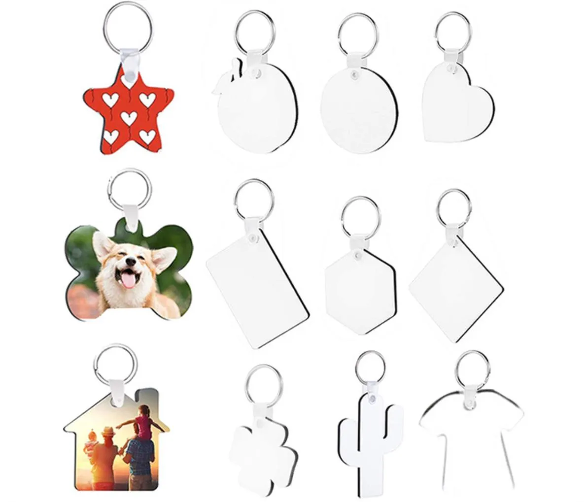 11 Styles Sublimation Blank DIY Keychains Party Favor Sundries MDF