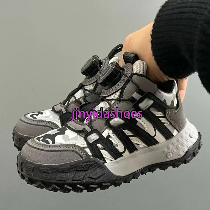 Jinyida Childrens Running Shoes With Tire Sole Designer Camouflage Gray