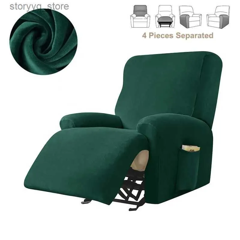 Housses de chaise Housse de canapé inclinable en velours extensible pour salon Housses de fauteuil tout compris élastiques Housses de canapé simple de couleur unie Q231130