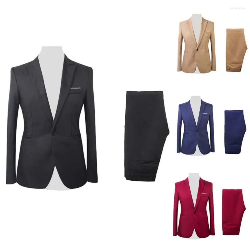 Men's Vests 2Pcs/Set Lack Elegant Suits Pants Brand Slim Fit Single Button Party Formal Business Dress Suit Terno Wedding For Men