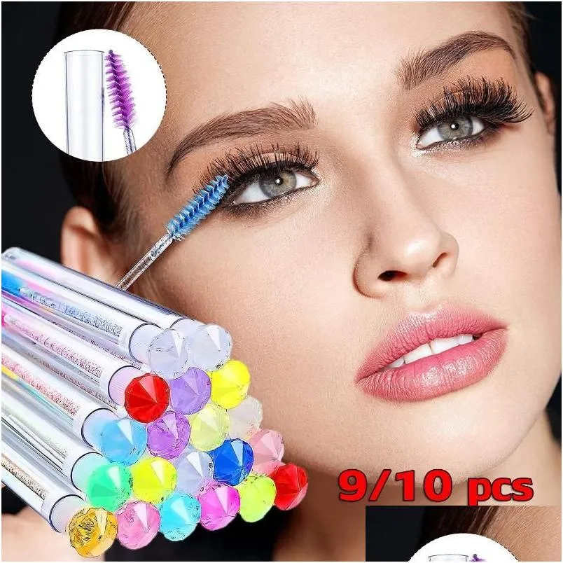 Falska ögonfransar Falska ögonfransar 9/10 st mascara Wand Tube Diamond Set Crystal Spoolies Eyelash Extension Borste Demonble Drop Delive Dhbby