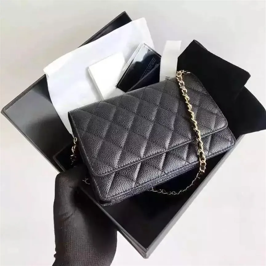 Top qualità woc donna modello griglia caviale catena di cellulare borsa a tracolla borsa a tracolla di lusso designer piccola pelle di pecora quadrata266L