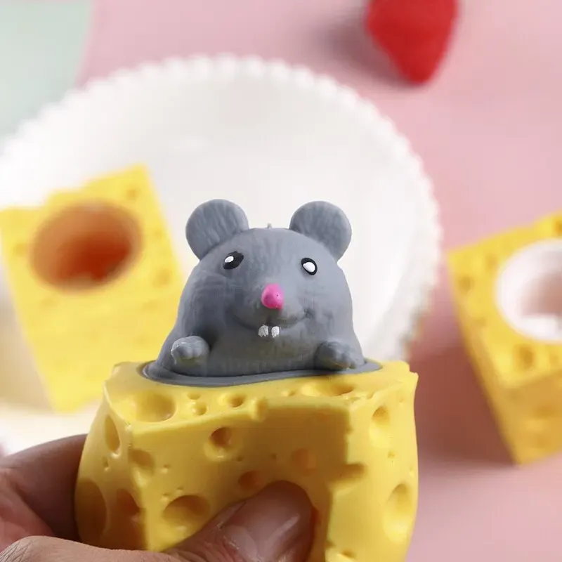 Pop-Up Lustige Maus Und Käse Block Squeeze Anti Stress Spielzeug Verstecken Figuren Stress Relief Zappeln Spielzeug Für Kinder Erwachsene 3 farben