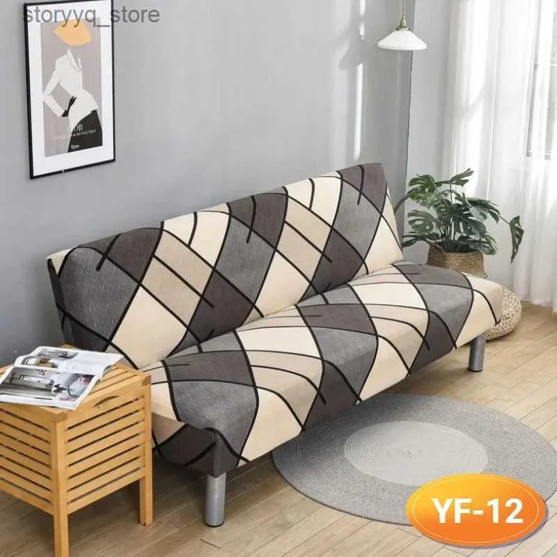 Stolskydd Elastisk bäddsoffa utan armstöd Futon Cover Folding Soffa Covers For Living Room Straight Couch Covers Seat Protector Q231130