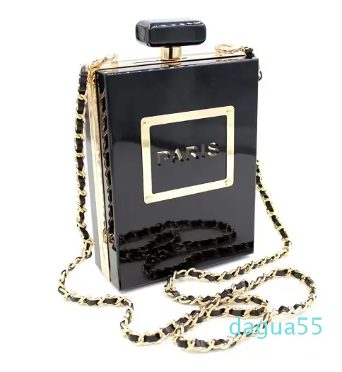 elegant for women Famous Acrylic Perfume Bottles Shape Chain Clutch Evening Women Clutches Perspex date night purse